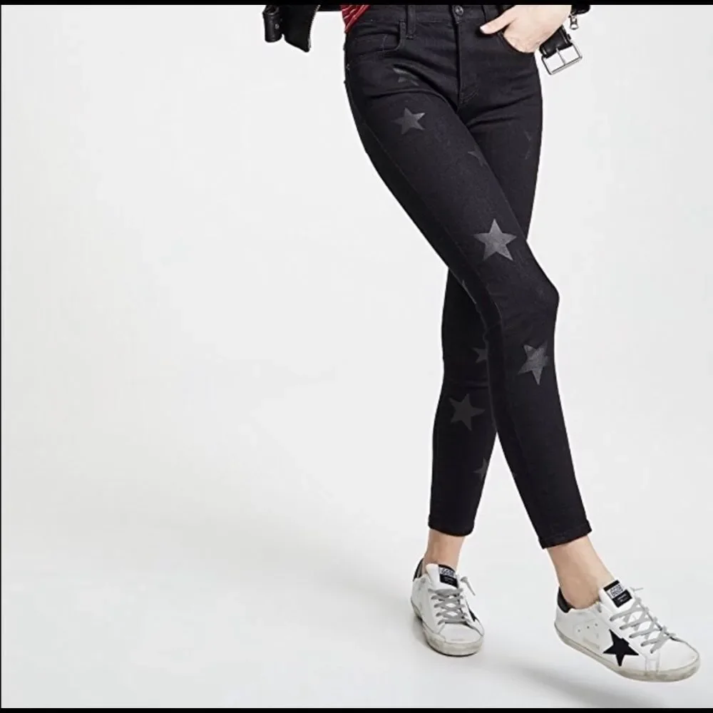 Current Elliott Vineland Star Print Skinny Jeans 27 Black High Rise Stiletto